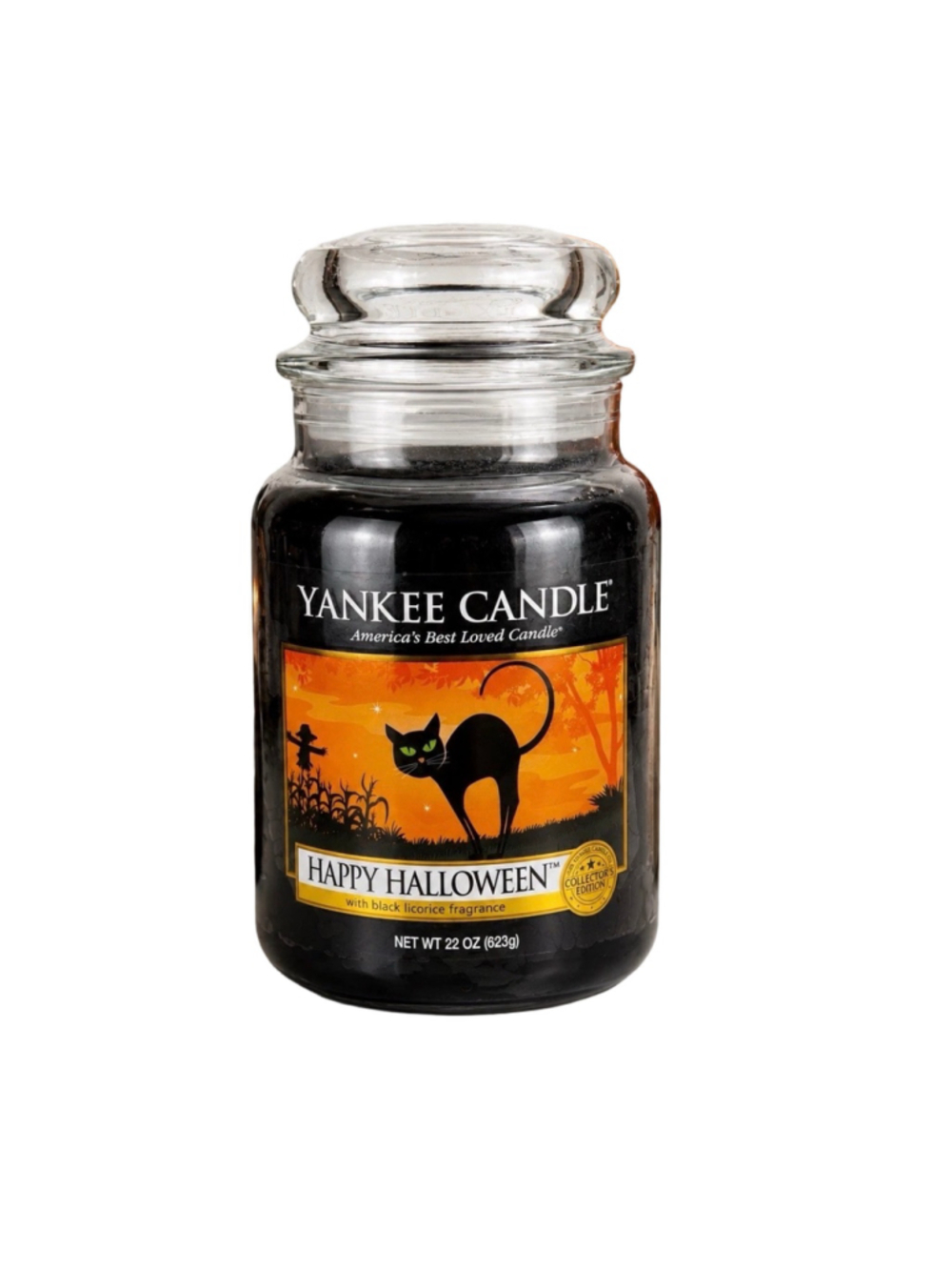 NEW Yankee Candle Happy Halloween Black Licorice Large 22oz Black Cat Retired